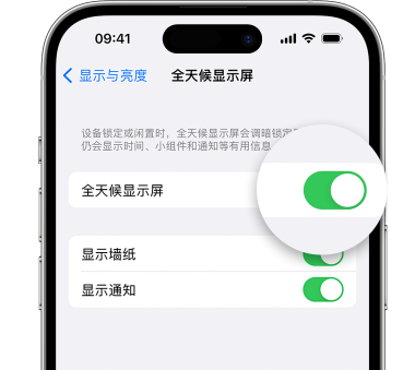 黄冈苹果15预约维修分享iPhone15如何设置全天候显示屏幕可见 