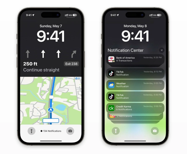 黄冈苹果维修服务分享iOS17锁屏地图导航半屏显示长什么样 